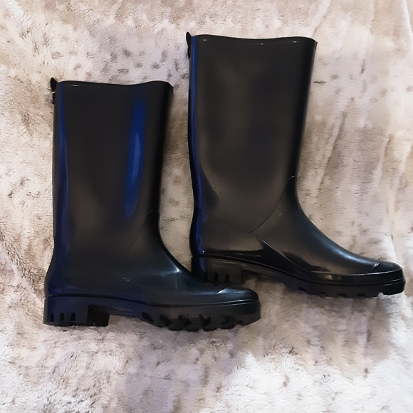 Billito Tall Black Rain Boots Women's Size 10 - Picture 2 of 6